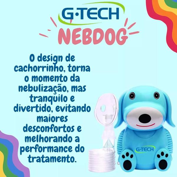 Imagem de Inalador Nebulizador G-tech Infantil Nebdog Cachorro Azul