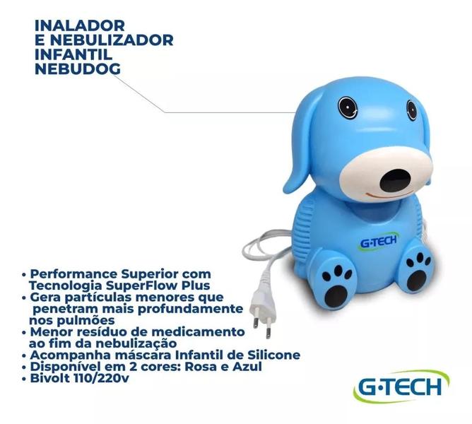 Imagem de Inalador Nebulizador G-tech Infantil Nebdog Cachorro Azul