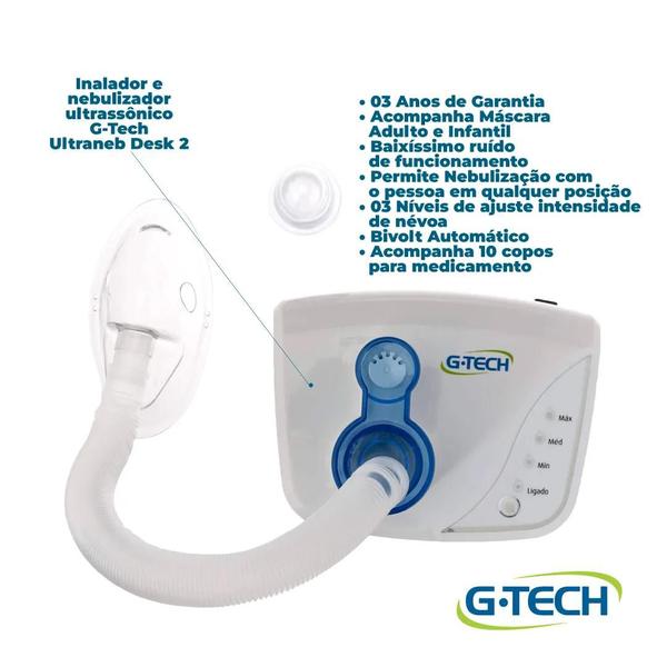 Imagem de Inalador Nebulizador Ultrassonico Ultraneb Desk2 Gtech