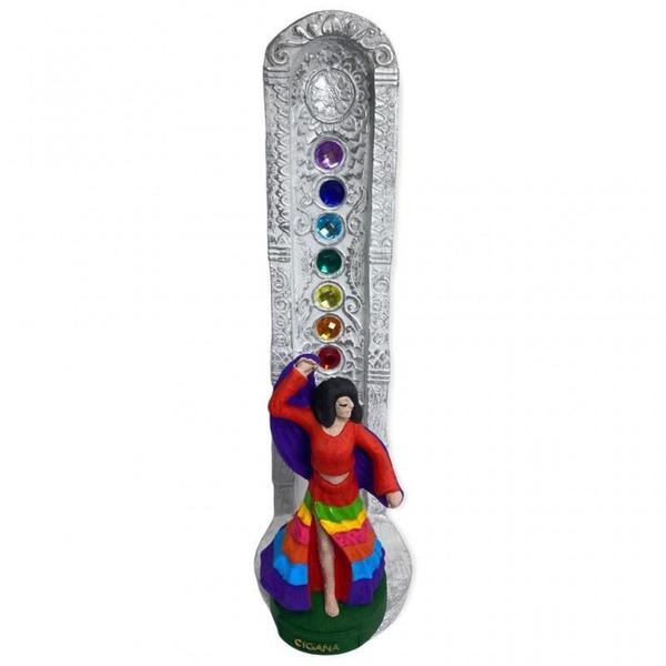 Imagem de Incensário 7 Chakras Branco Cigano 22Cm Resina-Selecione Cor