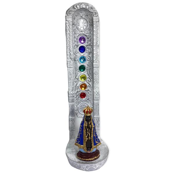 Imagem de Incensario 7 chakras branco vertical Aparecida 22 cm