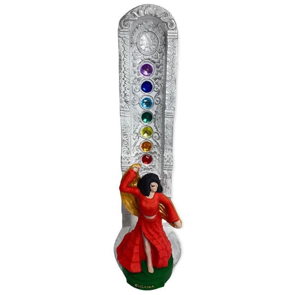 Imagem de Incensario 7 Chakras Branco Vertical Cigana Vermelha 22 Cm