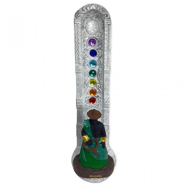 Imagem de Incensario 7 Chakras Branco Vertical Oxossi Verde 22 Cm Em