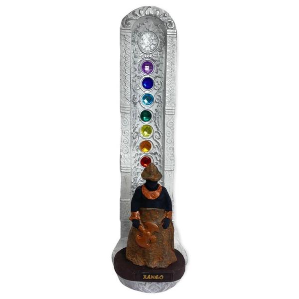 Imagem de Incensario 7 Chakras Branco Vertical Xangô Marrom 22 Cm Em