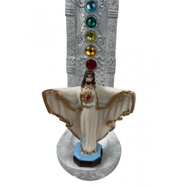 Imagem de Incensário 7 Chakras Jesus Cristo 22 Cm Em Resina