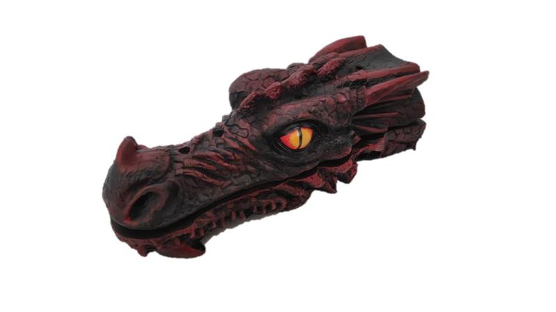 Imagem de Incensario Cabeca de dragao Porta incenso preto com vermelho de Resina