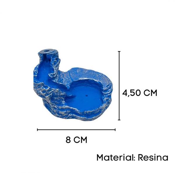 Imagem de Incensário Cascata Baixa 4,5 cm Universal Azul Claro em Resina