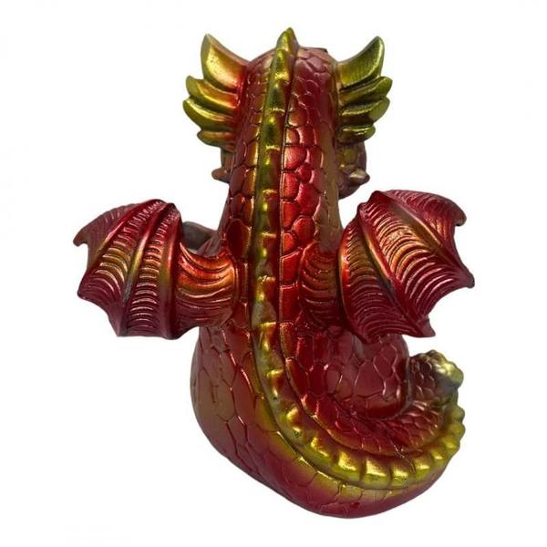 Imagem de Incensário Cascata Dragão Baby Vermelho 12 Cm Resina