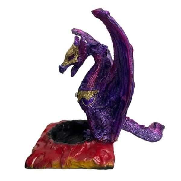 Imagem de Incensário Cascata Dragão Roxo 16 x15 cm Resina