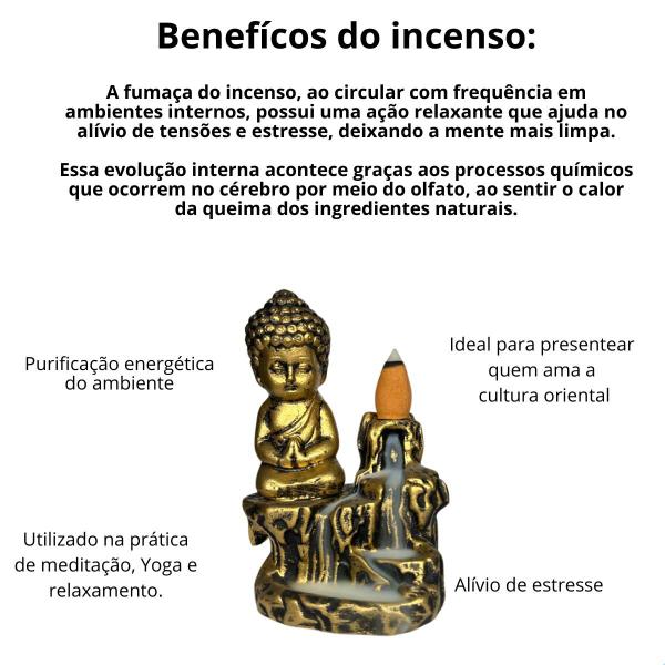 Imagem de Incensário Cascata e Vareta Buda no Tronco + Incenso Vareta