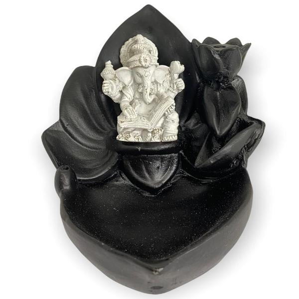 Imagem de Incensário Cascata Flor Grande Ganesh Livro Branco E Preto