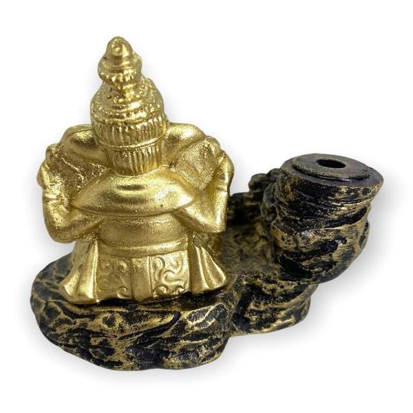 Imagem de Incensário Cascata Ganesh Dourado Envelhecido Meditando 10Cm