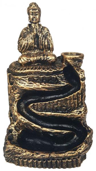 Imagem de Incensario Cascata Pequeno Buda Hindu Orando Dourado em Resina