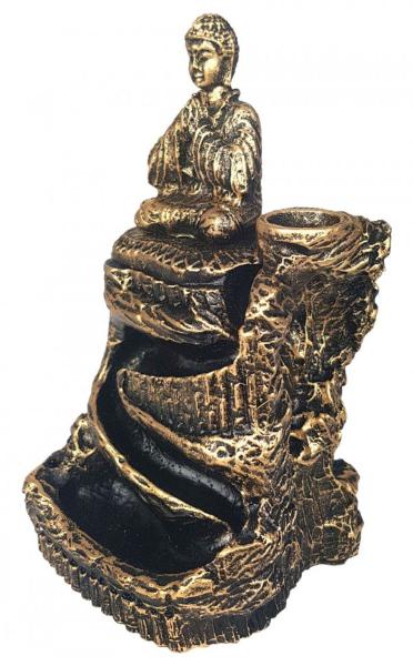 Imagem de Incensario Cascata Pequeno Buda Hindu Orando Dourado em Resina