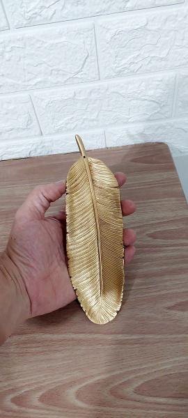 Imagem de Incensário de resina Pena 21x7 cm barra artesanal dourado