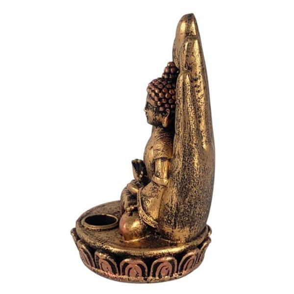 Imagem de Incensario de Vareta Buda Hindu Orando na Palma da Mão