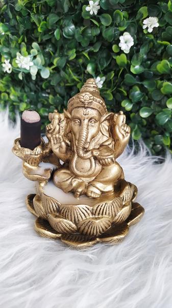 Imagem de Incensário Efeito Cascata Flor de Lótus Ganesha Cone Backflow Decorativo