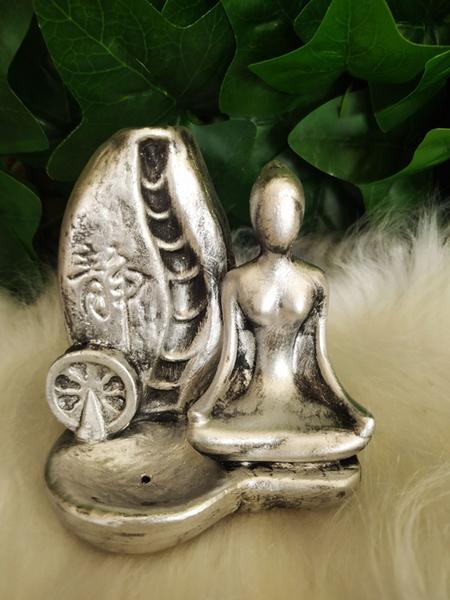 Incensário Efeito Cascata Yoga Backflow Prata Decorativo - Arte & Decoração Imagem de Incensário Efeito Cascata Yoga Backflow Prata Decorativo