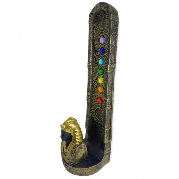 Imagem de Incensário Egípcio Dourado 7 Chakras Tutankamon Vert 22 cm