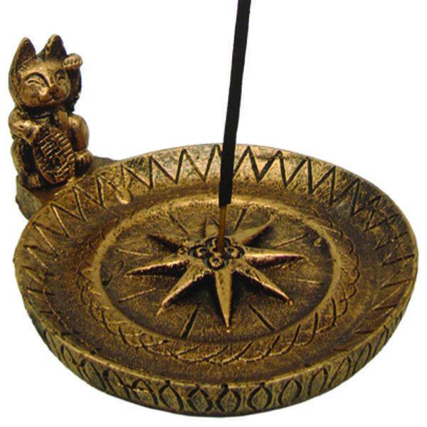 Incensário Gatinho Chinês Da Sorte Dourado 13016 - Mana Om Imagem de Incensário Gatinho Chinês Da Sorte Dourado 13016