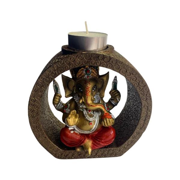 Imagem de Incensário incenso vareta ganesha vermelho porta vela 11cm