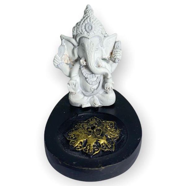 Imagem de Incensário Mini Oval Ganesh Mini Branco e Preto 5cm