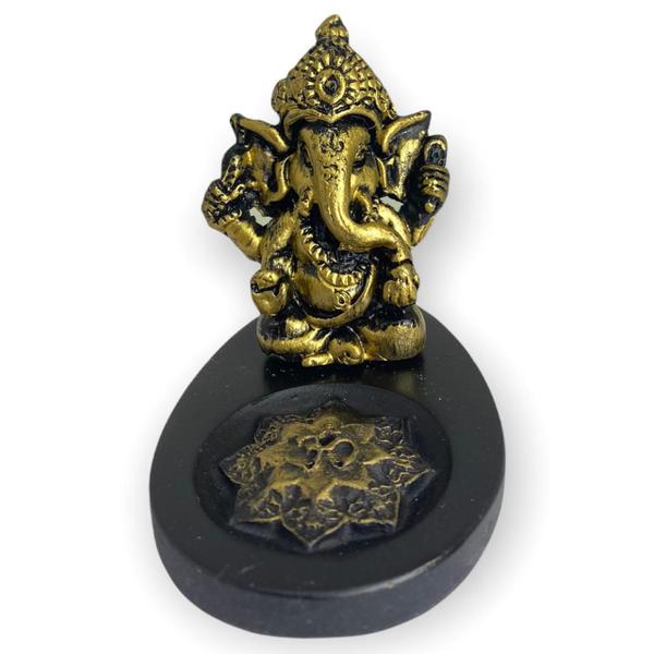 Imagem de Incensário Mini Oval Ganesh Mini Dourado 5 Cm