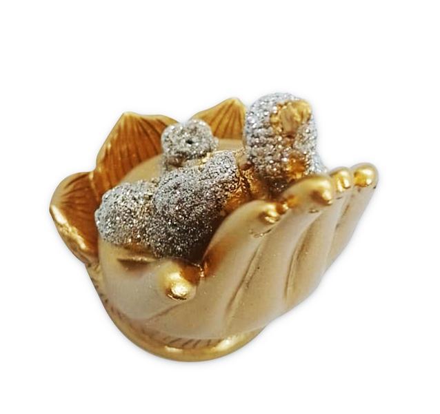 Imagem de Incensário Vareta Buda Mão Dourado Brilhante Meditando 11 cm