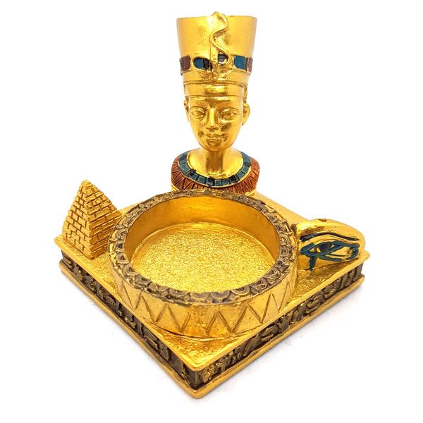 Imagem de Incensário Vareta Egípcio Rei Egípcio c/ Porta Velas Dourado