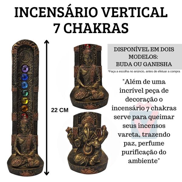 Imagem de Incensário Vertical 7 Chakras Buda Para Incenso Vareta