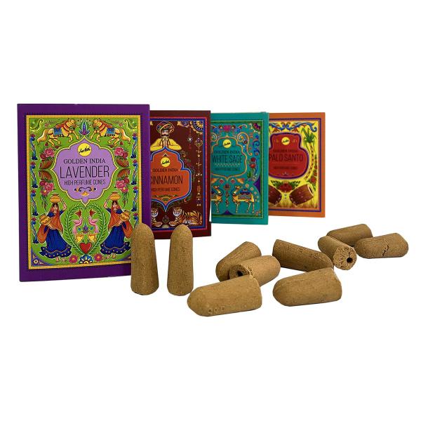 Imagem de Incenso Cone Cascata Golden India Kit 4 Aromas