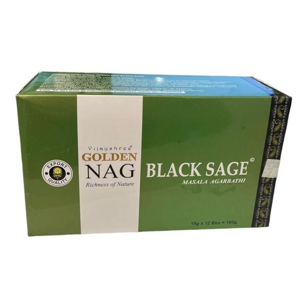 Imagem de Incenso Massala Golden Nag Vareta Sálvia Negra Black Sage Un