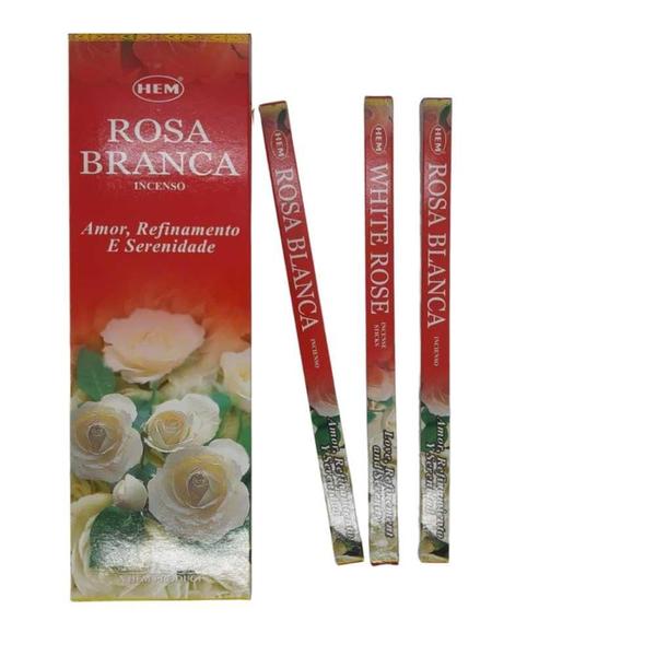 Imagem de Incenso Natural Hem - Rosa Branca 8 Varetas