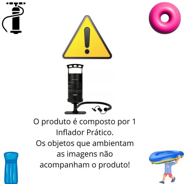 Imagem de Inflador Manual Bomba Ar Para Infláveis 3 Bicos Colchão Boia