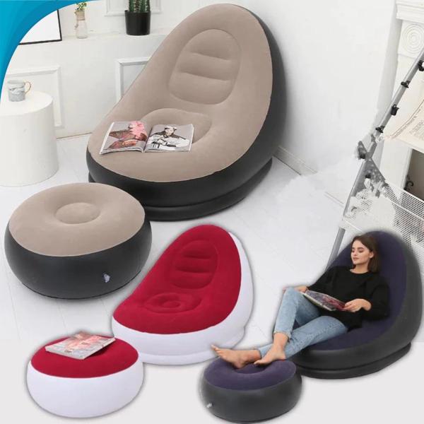 Imagem de Inflável Sofá Grande E Resistente Ideal Para Relaxamento Em Casa Ou Em Viagens Com Material Durável Pronta Entrega