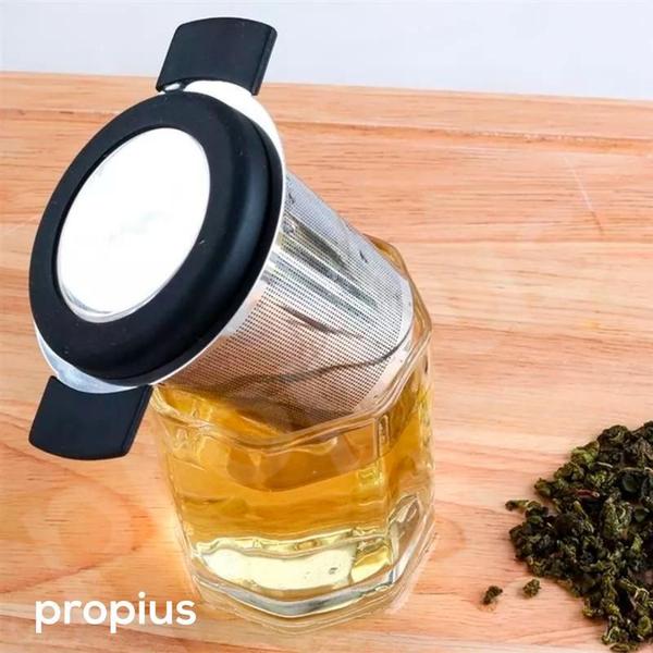 Imagem de Infusor Chá Coador Em Aço Inoxidável Alça Silicone Tea