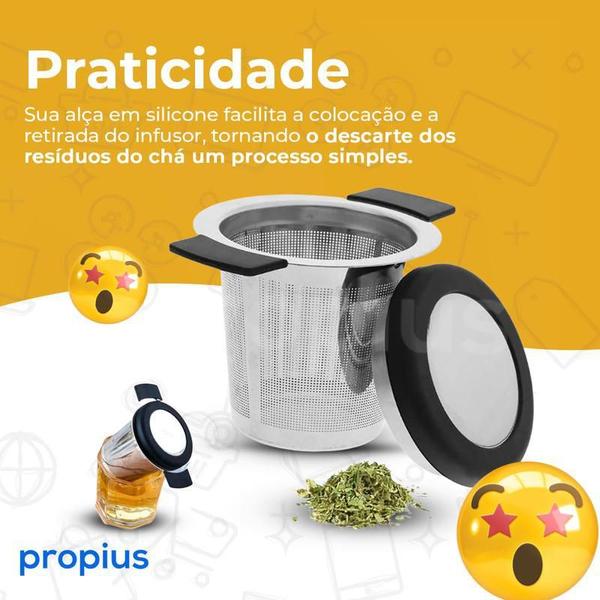 Imagem de Infusor Chá Coador Em Aço Inoxidável Silicone Tea Grande