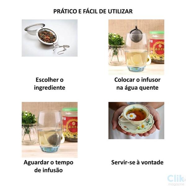 Infusor de Chá e Erva Peneira Difusor em Inox - Gomes store Imagem de Infusor de Chá e Erva Peneira Difusor em Inox
