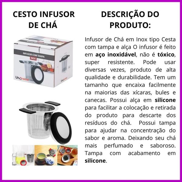 Imagem de Infusor De Chá Em Inox Com Alça Silicone Tipo Cesta