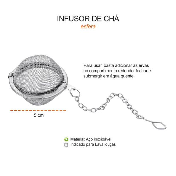 Imagem de Infusor de Cha Esfera Capsula Redonda Peneira Aço Inox