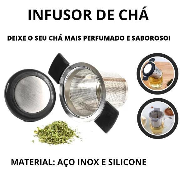 Imagem de Infusor De Chá Tipo Cesta Em Inox Com Alça Silicone