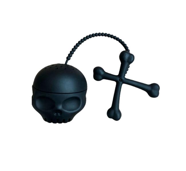 Imagem de Infusor Reutilizável Chá Preto Silicone Caveira Skull Bones