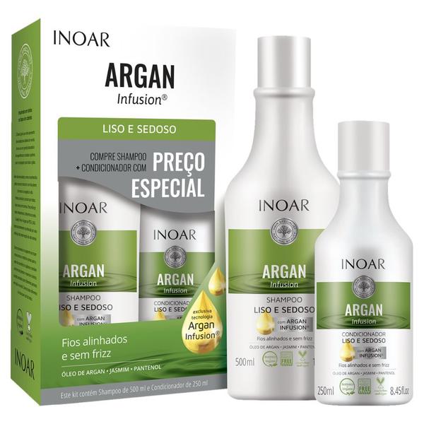 Imagem de Inoar Argan Infusion Liso e Sedoso Shampoo 500ml e Condicionador 250ml