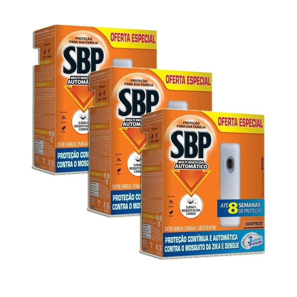 Imagem de Inseticida SBP Multi Tradicional 250ml Aparelho e Refil Kit 3