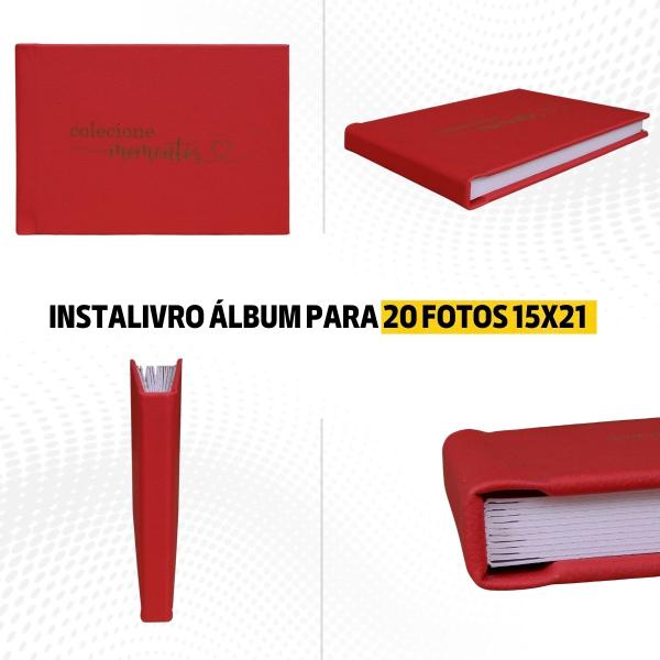 Imagem de Instalivro material sintético 15x21 Álbum Autocolante 20 fotos COLECIONE VERMELHO Casal Família 