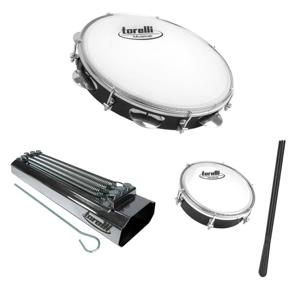 Imagem de Instrumentos de Samba Pandeiro Torelli + Reco + Tamborim com Baqueta