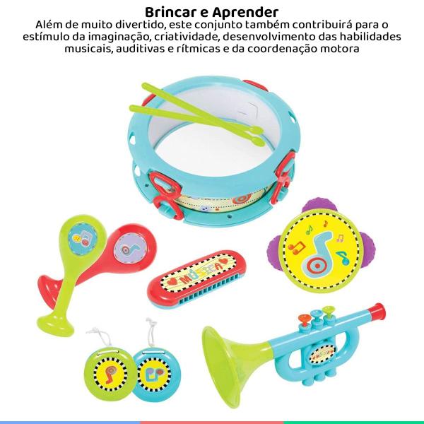 Imagem de Instrumentos Musicais de Brinquedo Minha Primeira Bandinha Trompete Gaita Percussão Multikids Baby