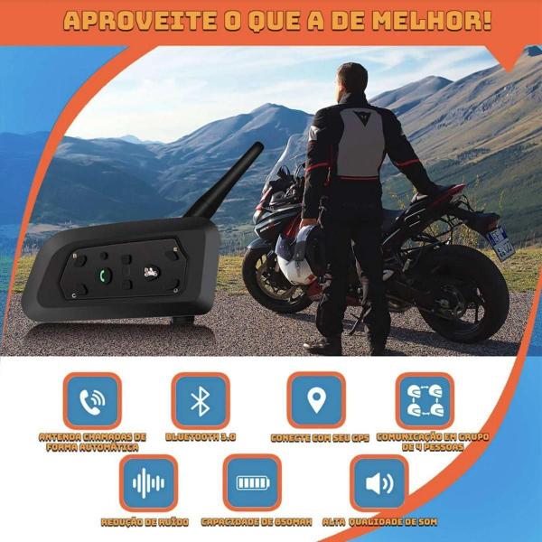 Imagem de Intercomunicador Capacete De Moto Bluetooth Microfone V6