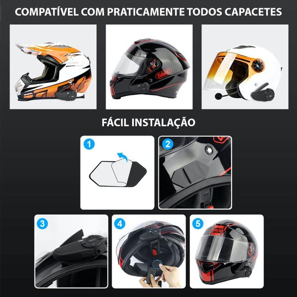 Imagem de Intercomunicador Capacete Moto Ejeas Q7 Fone Bluetooth 800m Bateria 30hs Conecta Até 7 Redução Ruído Prova D'água