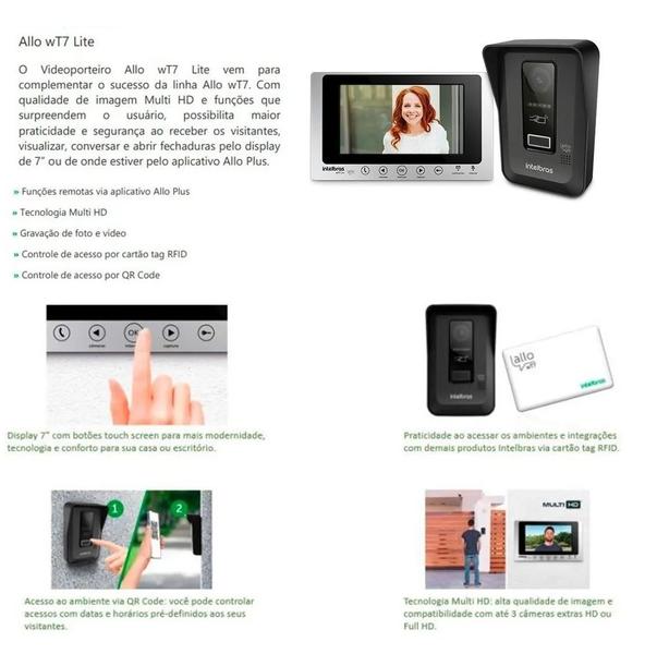 Imagem de Interfone Video Porteiro Wifi Wireless Via App Intelbras Allo Wt7 Lite e Fechadura Eletroima